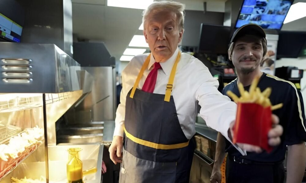 Trump Cooks Fries at McDonald's to Challenge Harris' Fast Food Claims