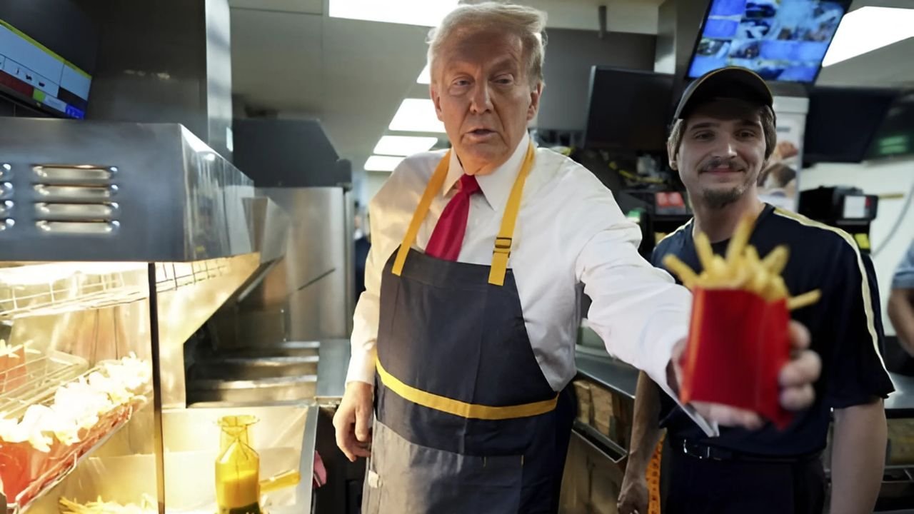 Trump Cooks Fries at McDonald's to Challenge Harris' Fast Food Claims